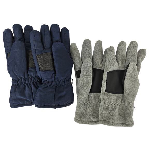 WINTER SNOW GLOVES 2-FOR-1 PRICE SALE - BOY'S 6/7 SIZE GRAY AND BLUE PAIR - Picture 1 of 6